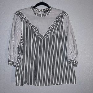 Express Grey & White Stripped Blouse- L